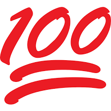 A red emoji with the number 1 0 0 written in it.